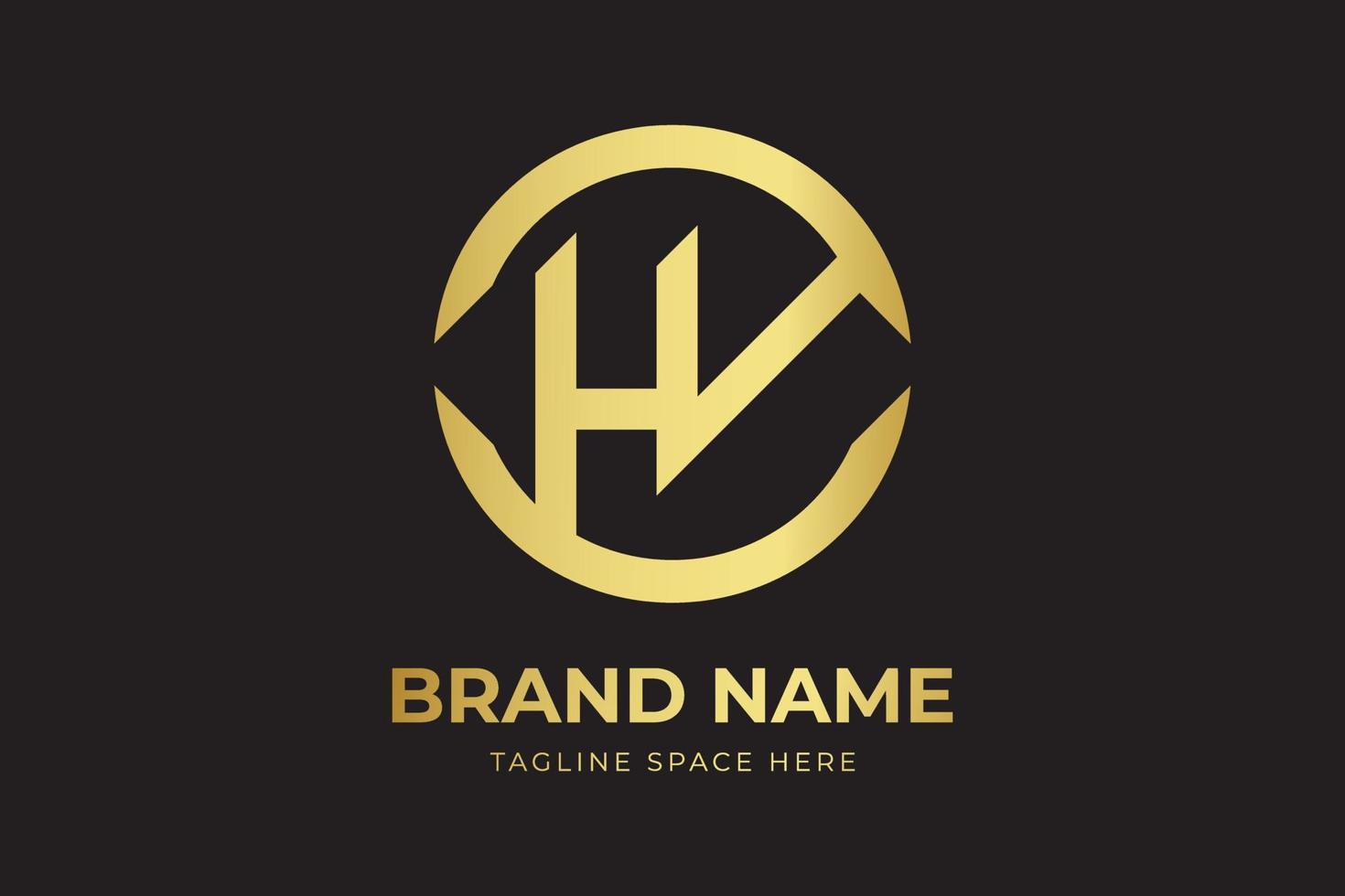 HV letter mark circle logo design with gold color. HV letter creative modern elegant logo design vector