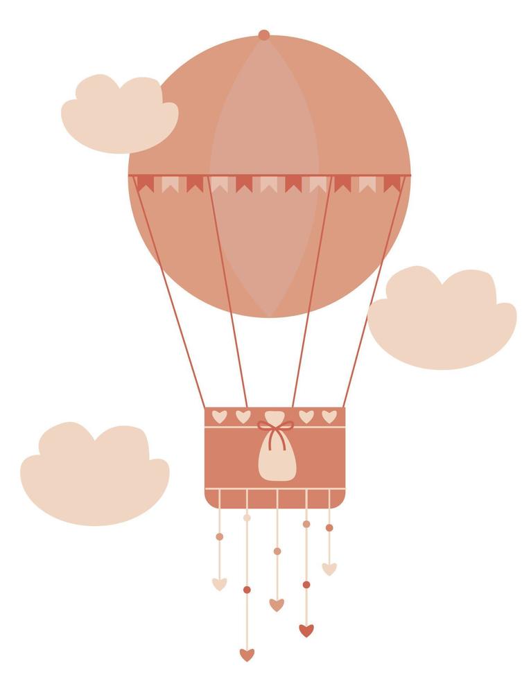 vector cute Balloon with clouds in pink color