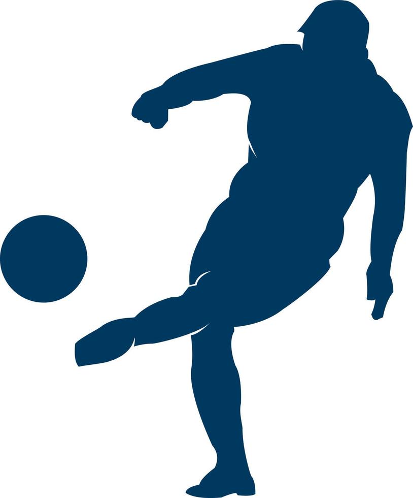 Web vector soccer player silhouette. player shooting.white background