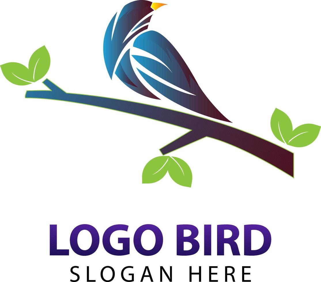 flying and silent blue bird logo, bird logo vector