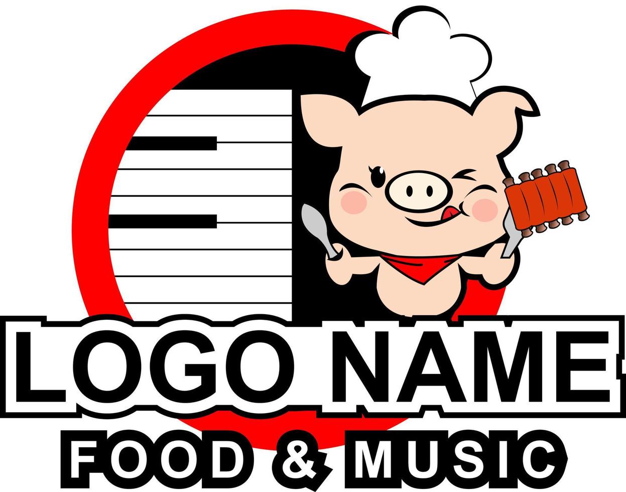 Web CHEF PIG OR HOG CARTOON BBQ THEME VECTOR LOGO TEMPLATE