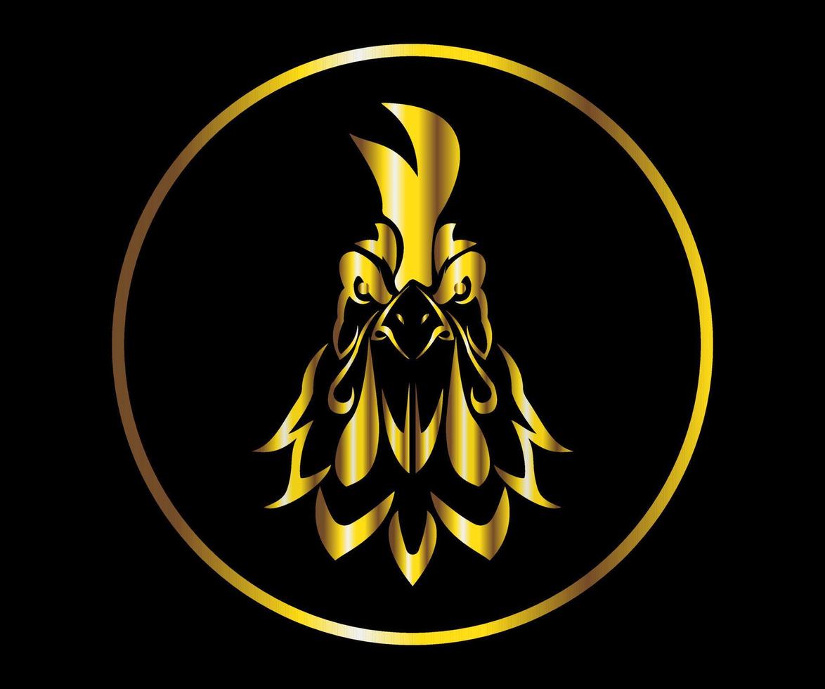 web dorado modelo para el logo con gallo vector