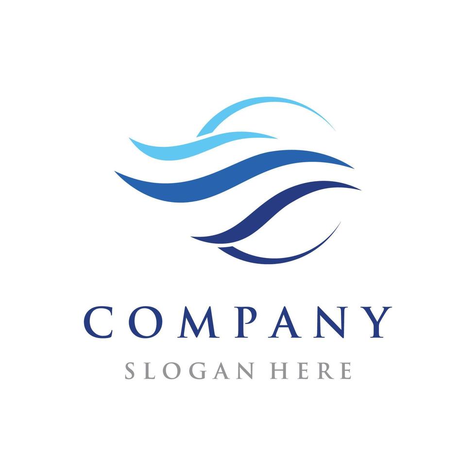 Logo design template wave element creative wind or air.Logo for business, web, air conditioner. vector