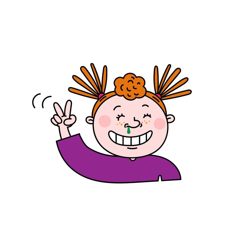 de colores vector ilustración de un niña con un Moco