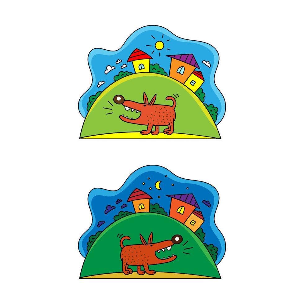Color vector illustration of a dog that barks day and night