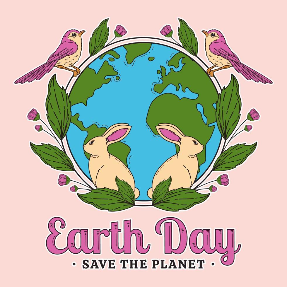 Earth Day with animal Illustration vector