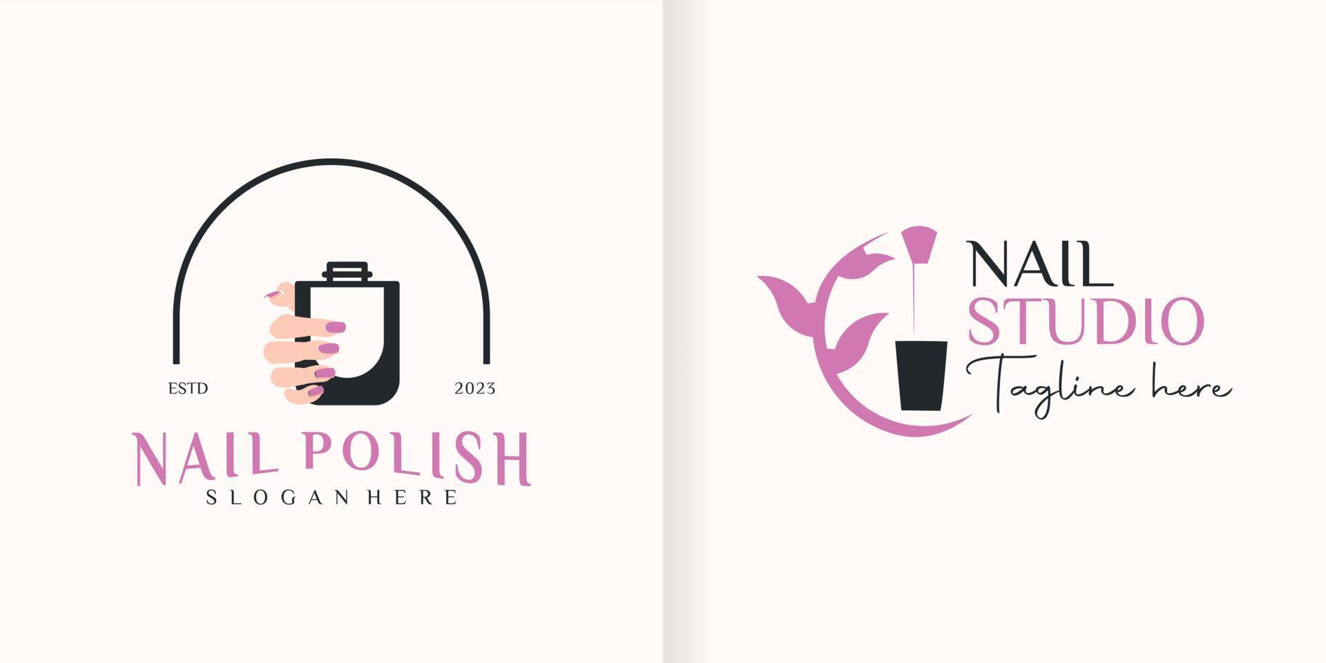 nail studio logo design with style and creative concept vector