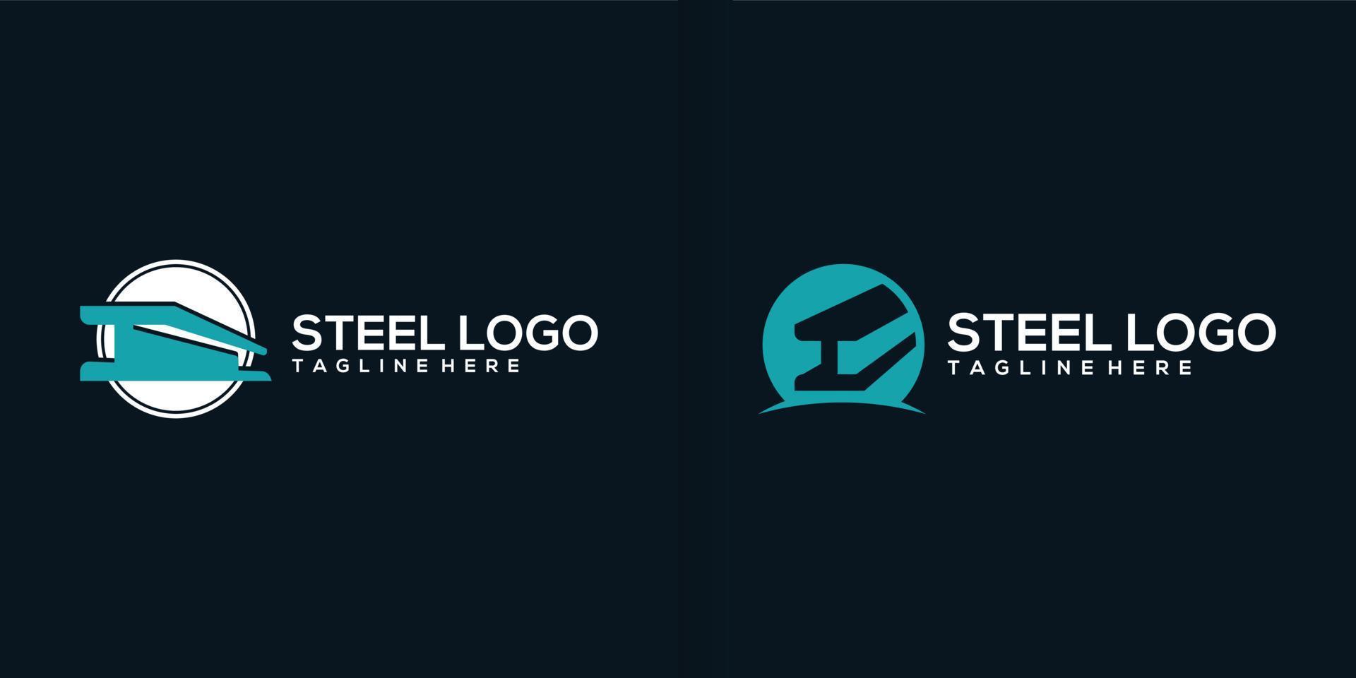 Vector steel logo design with steel beam icons