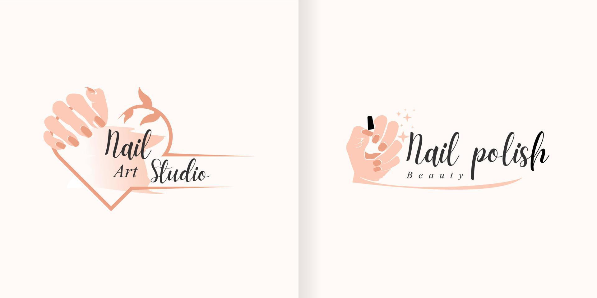 Beauty nail salon logo illustration collection vector