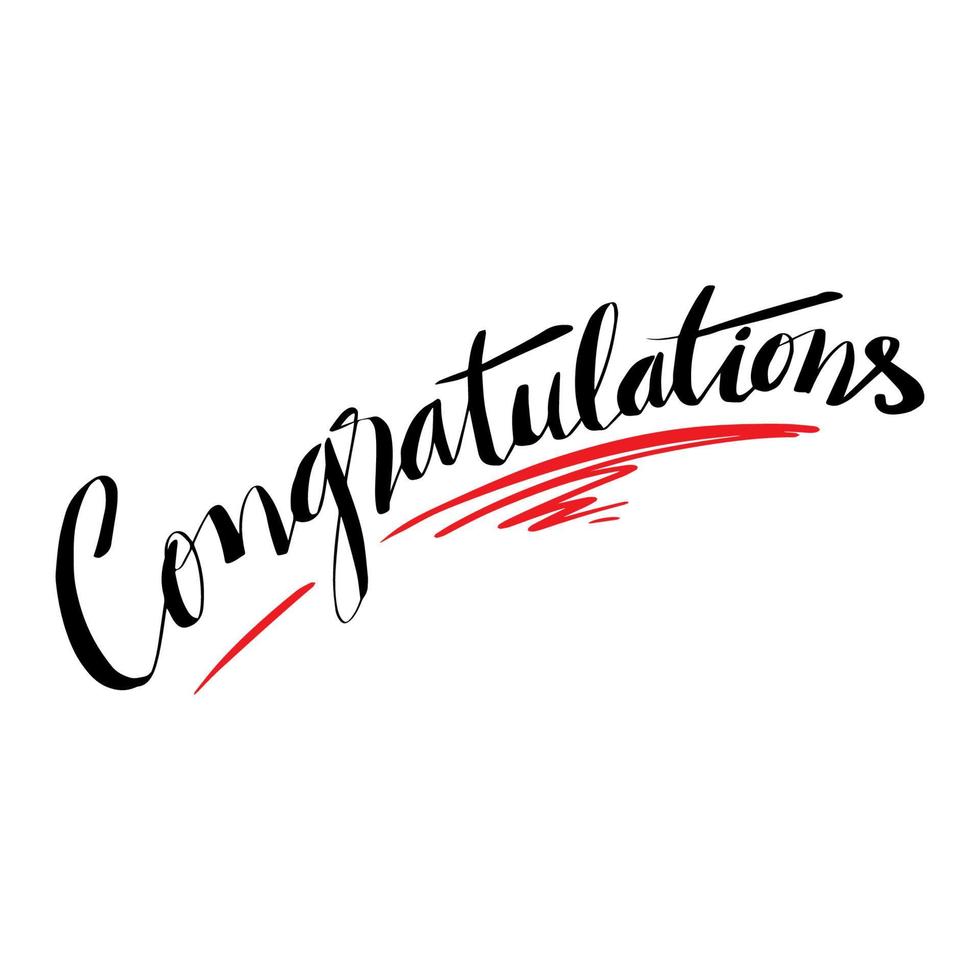 Congratulations word hand lettering calligraphy. vector
