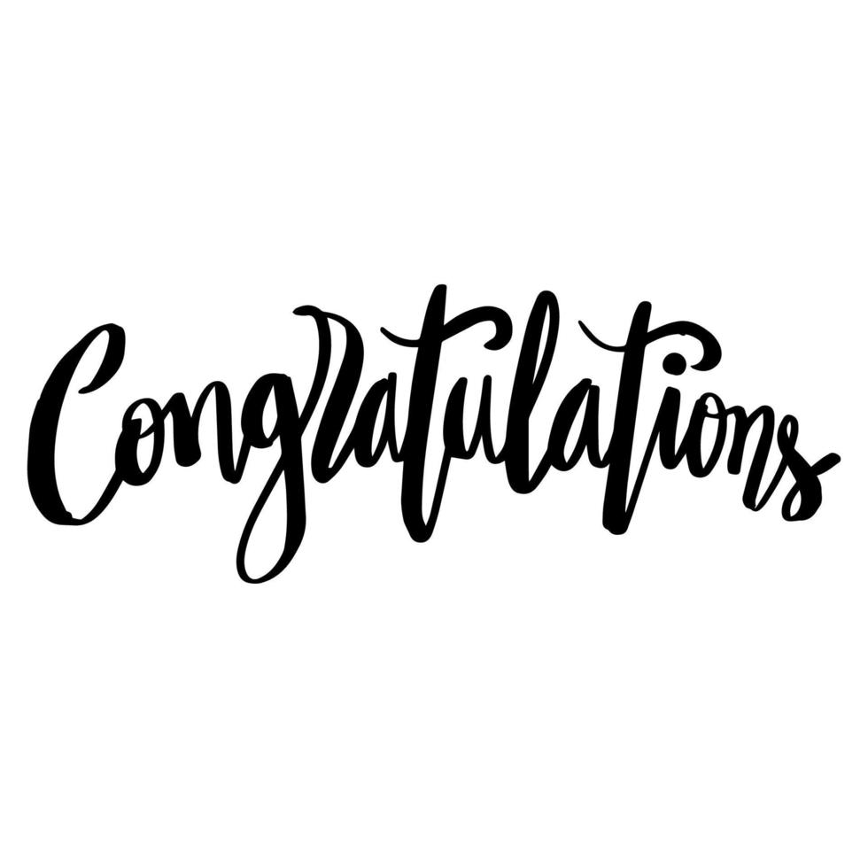 Congratulations word hand lettering calligraphy. vector