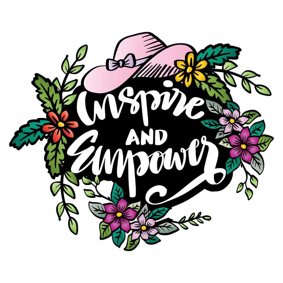 Inspire and empower hand lettering. Feminism quote concept. vector