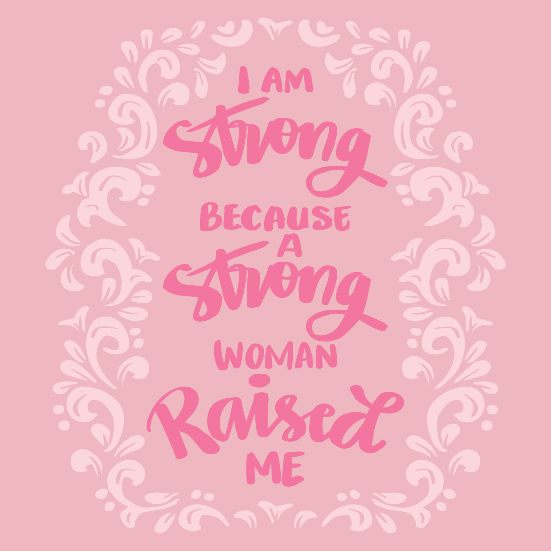 I am strong because strong woman raised me. Hand lettering. Poster