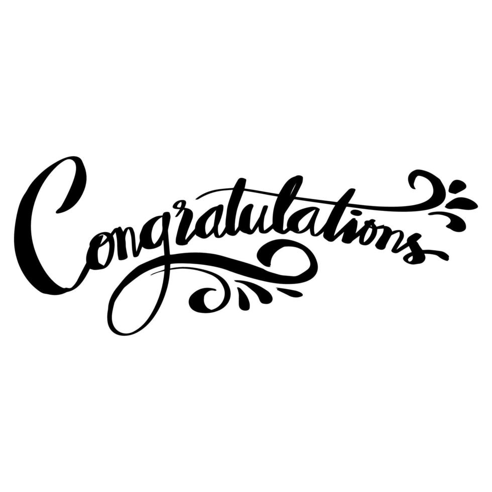 Congratulations word hand lettering calligraphy. vector