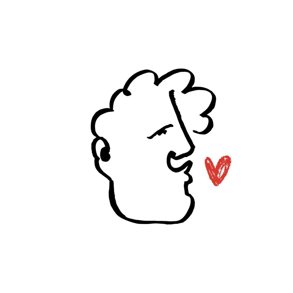 Hand drawing face line art in cubism style. Color print for clothes, textile and other. Vector illustration.