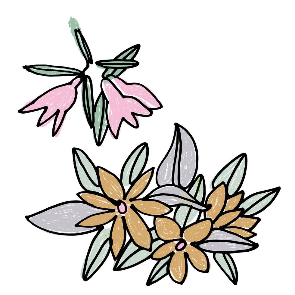 Modern abstract floral art. Pastel scandinavian colors palette. EPS illustration clip arts vector