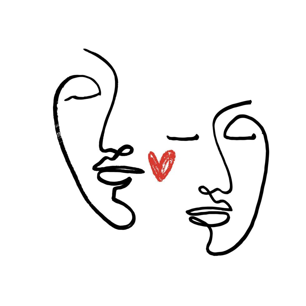 Hand drawing face line art in cubism style. Color print for clothes, textile and other. Vector illustration.