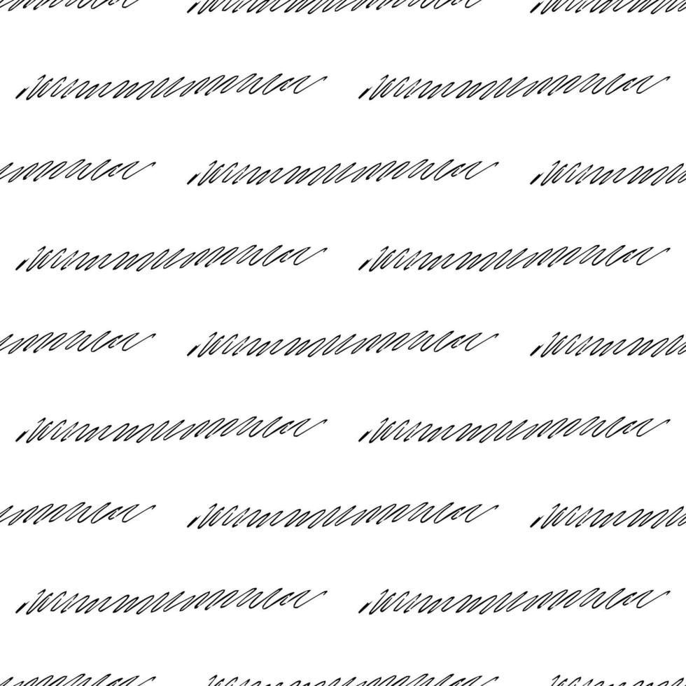 Seamless pattern with black pencil brushstrokes in abstract shapes on white background. Vector illustration