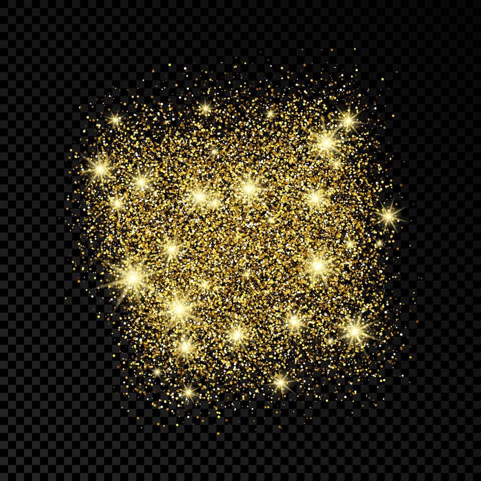 Golden glittering backdrop on a dark background. Background with gold glitter effect and empty space for your text. Vector illustration