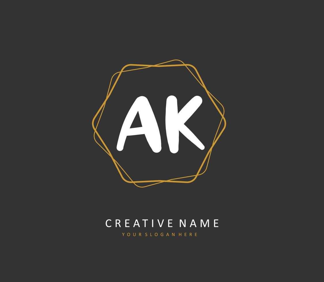 A K AK Initial letter handwriting and  signature logo. A concept handwriting initial logo with template element. vector