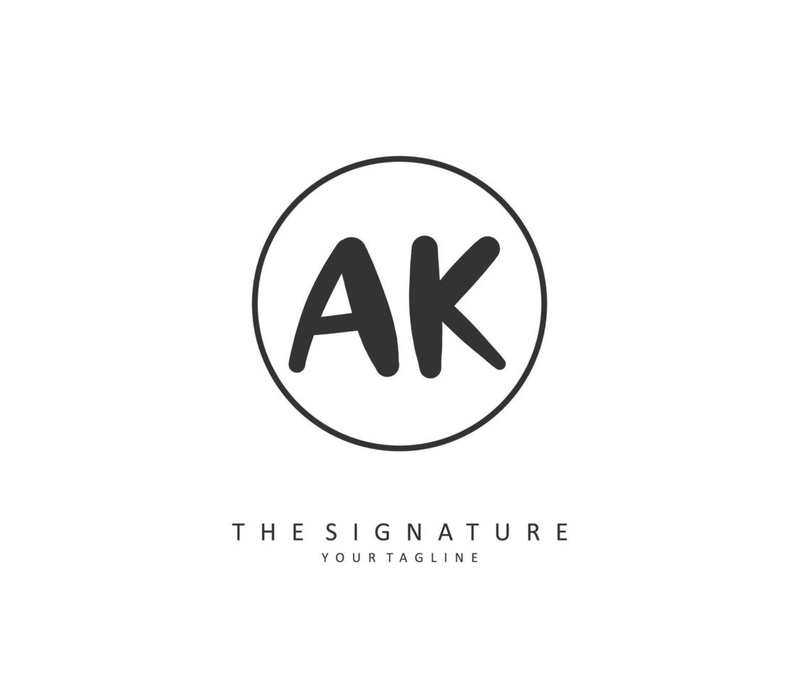 A K AK Initial letter handwriting and  signature logo. A concept handwriting initial logo with template element. vector