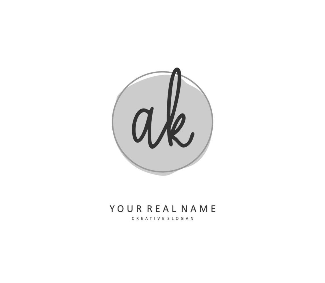 A K AK Initial letter handwriting and  signature logo. A concept handwriting initial logo with template element. vector