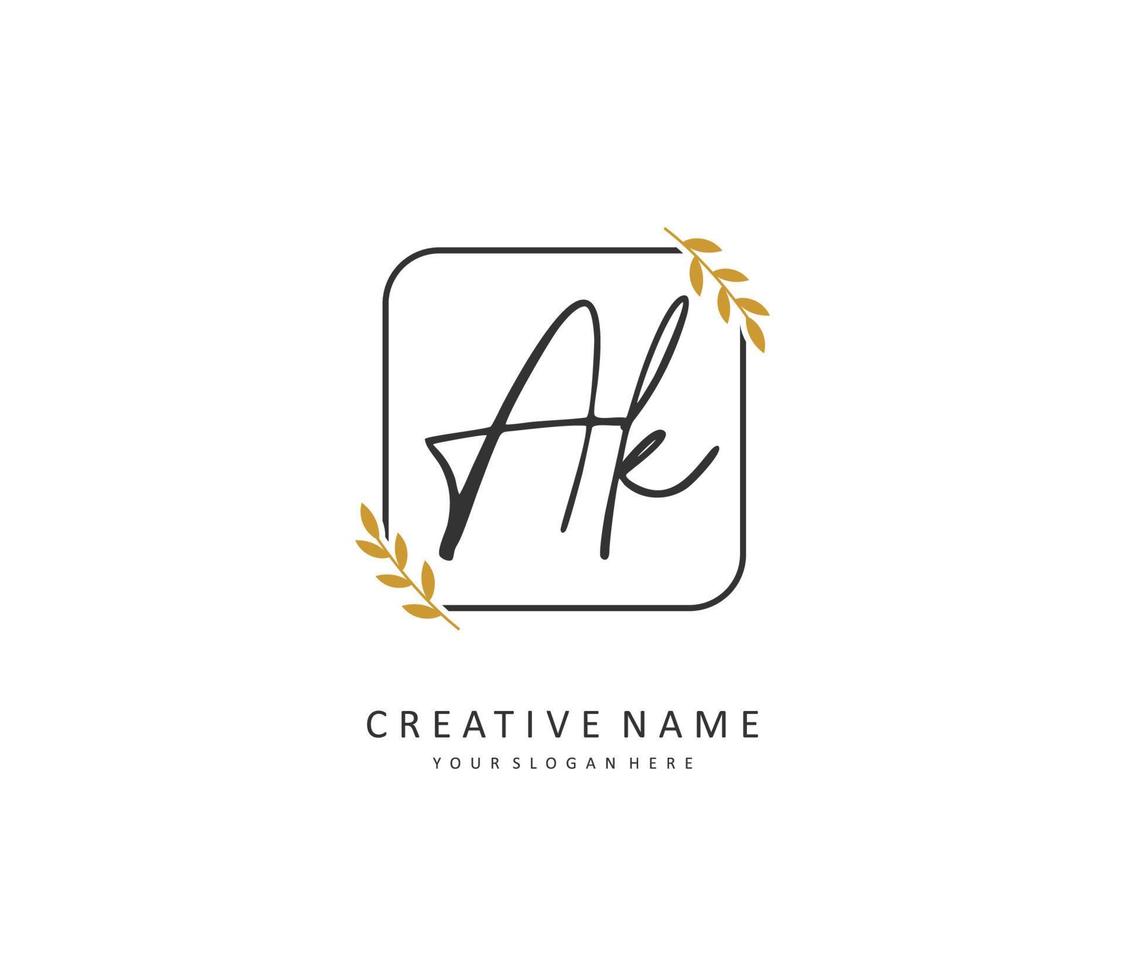 A K AK Initial letter handwriting and  signature logo. A concept handwriting initial logo with template element. vector