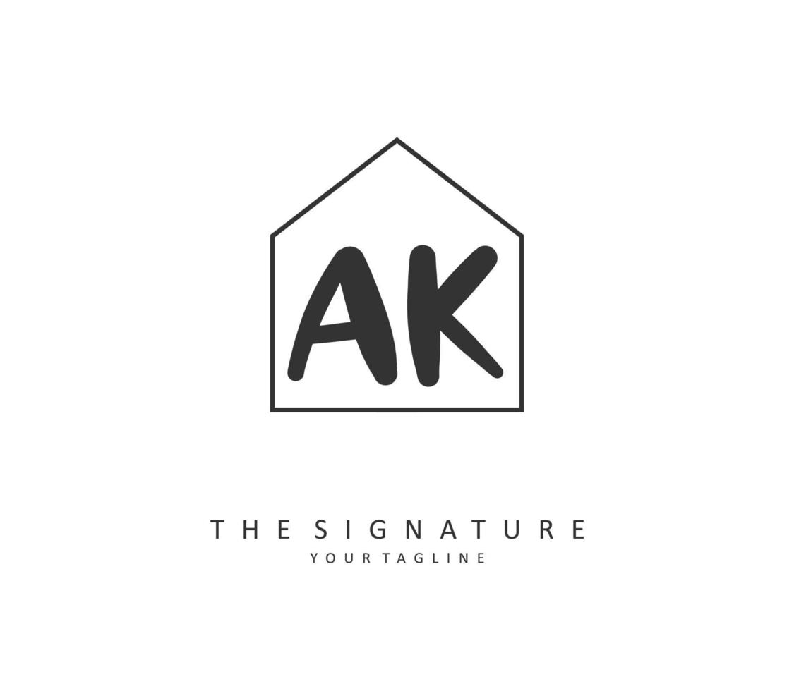 A K AK Initial letter handwriting and  signature logo. A concept handwriting initial logo with template element. vector