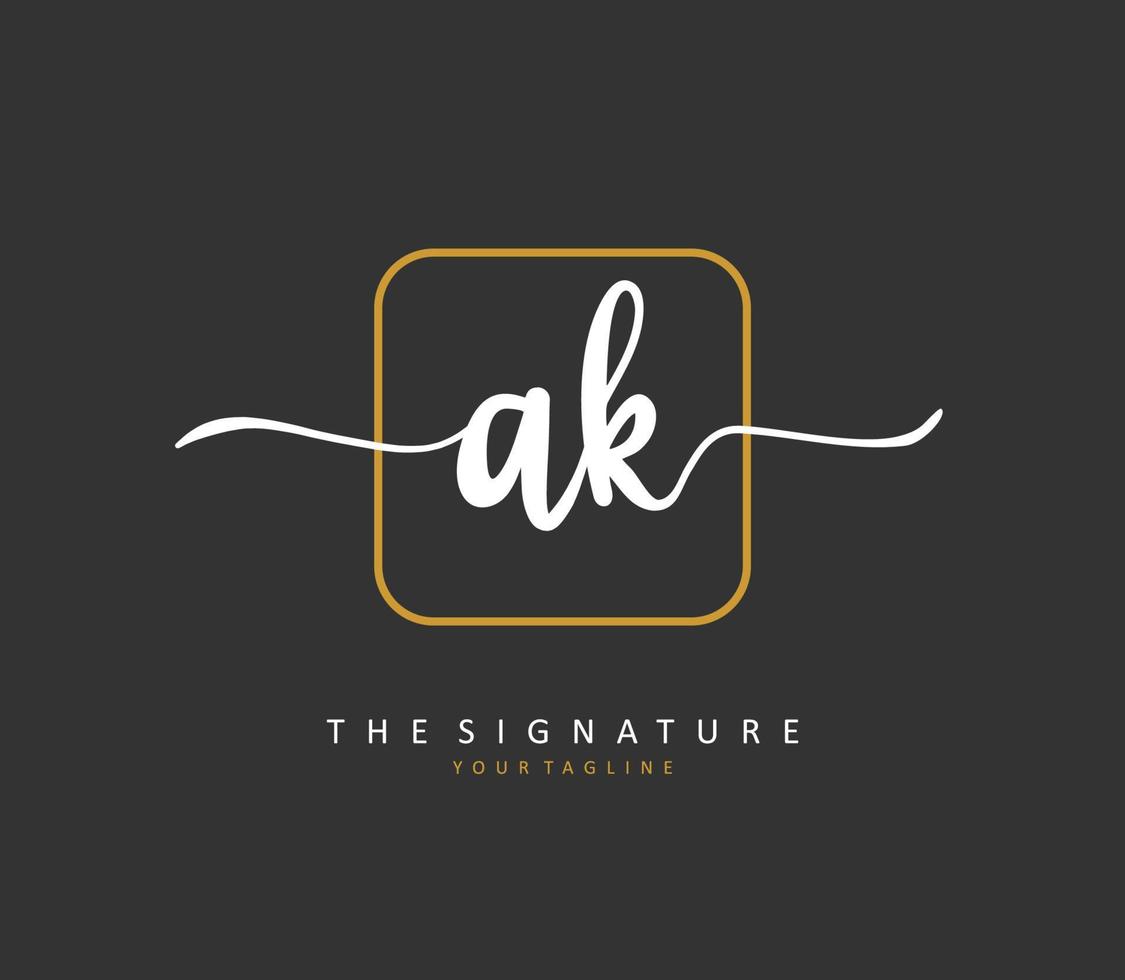 A K AK Initial letter handwriting and  signature logo. A concept handwriting initial logo with template element. vector