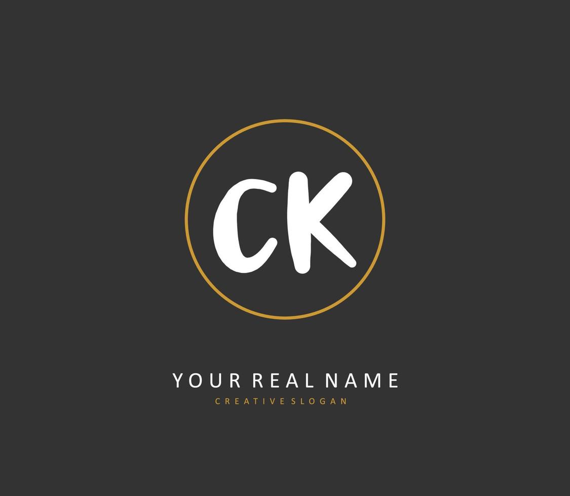 C K CK Initial letter handwriting and  signature logo. A concept handwriting initial logo with template element. vector