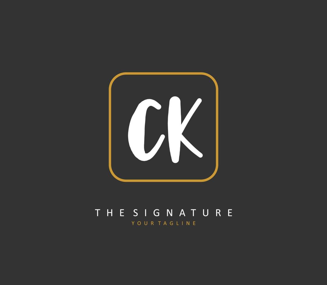 C K CK Initial letter handwriting and  signature logo. A concept handwriting initial logo with template element. vector