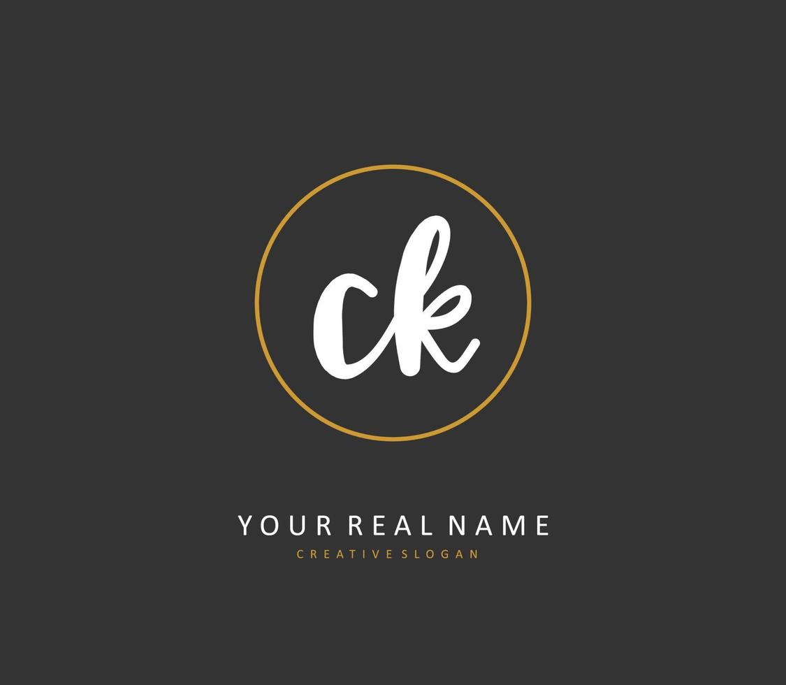 C k ck inicial letra escritura y firma logo. un concepto escritura inicial logo con modelo elemento. vector