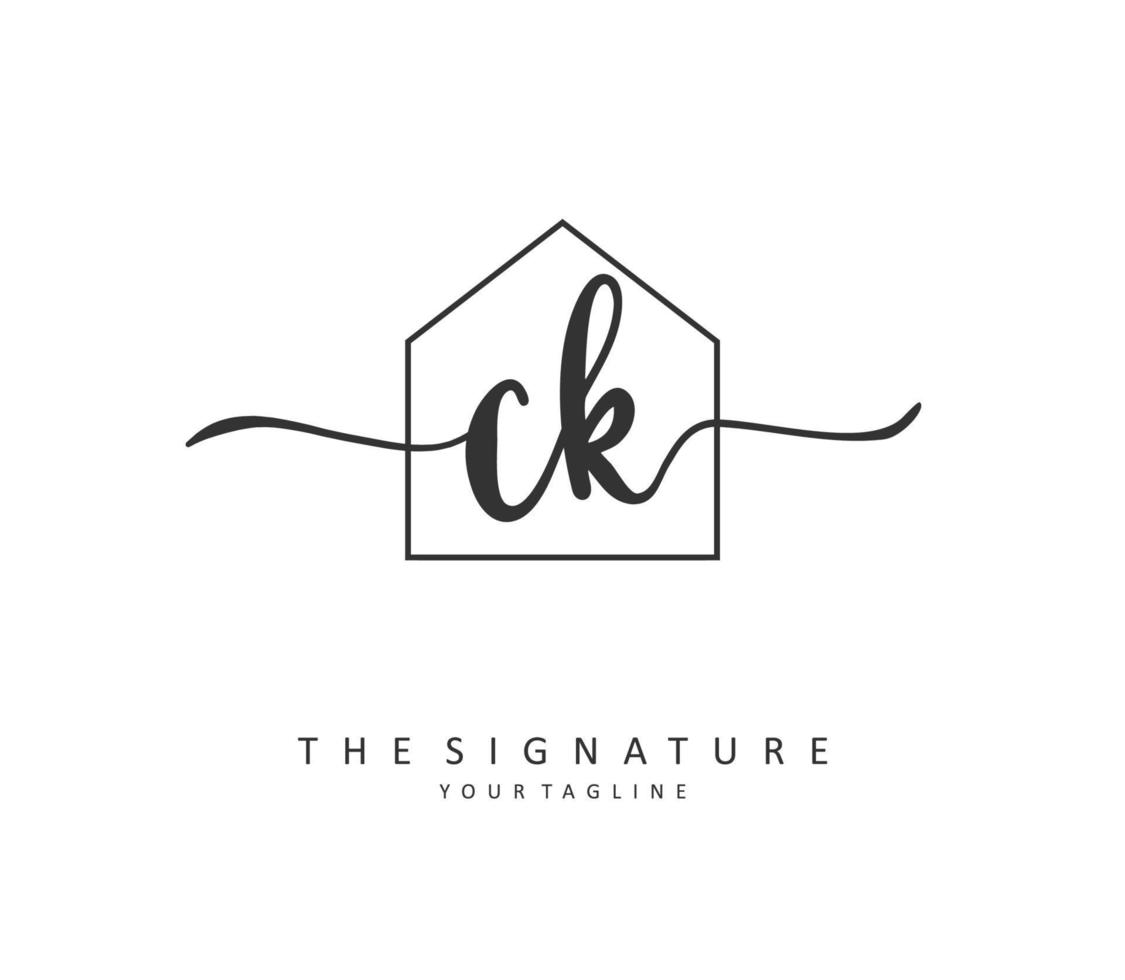 C K CK Initial letter handwriting and  signature logo. A concept handwriting initial logo with template element. vector