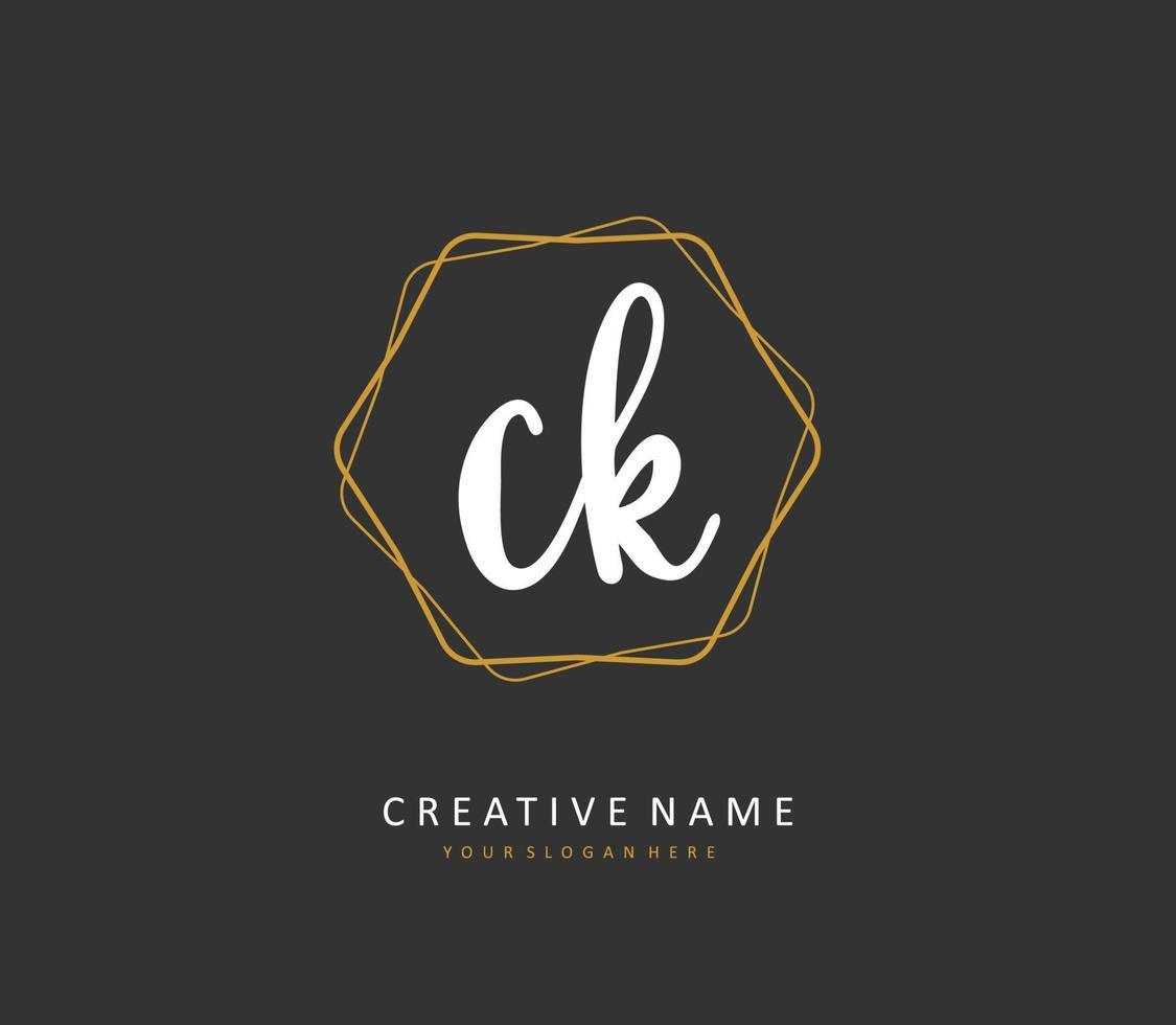 C K CK Initial letter handwriting and  signature logo. A concept handwriting initial logo with template element. vector