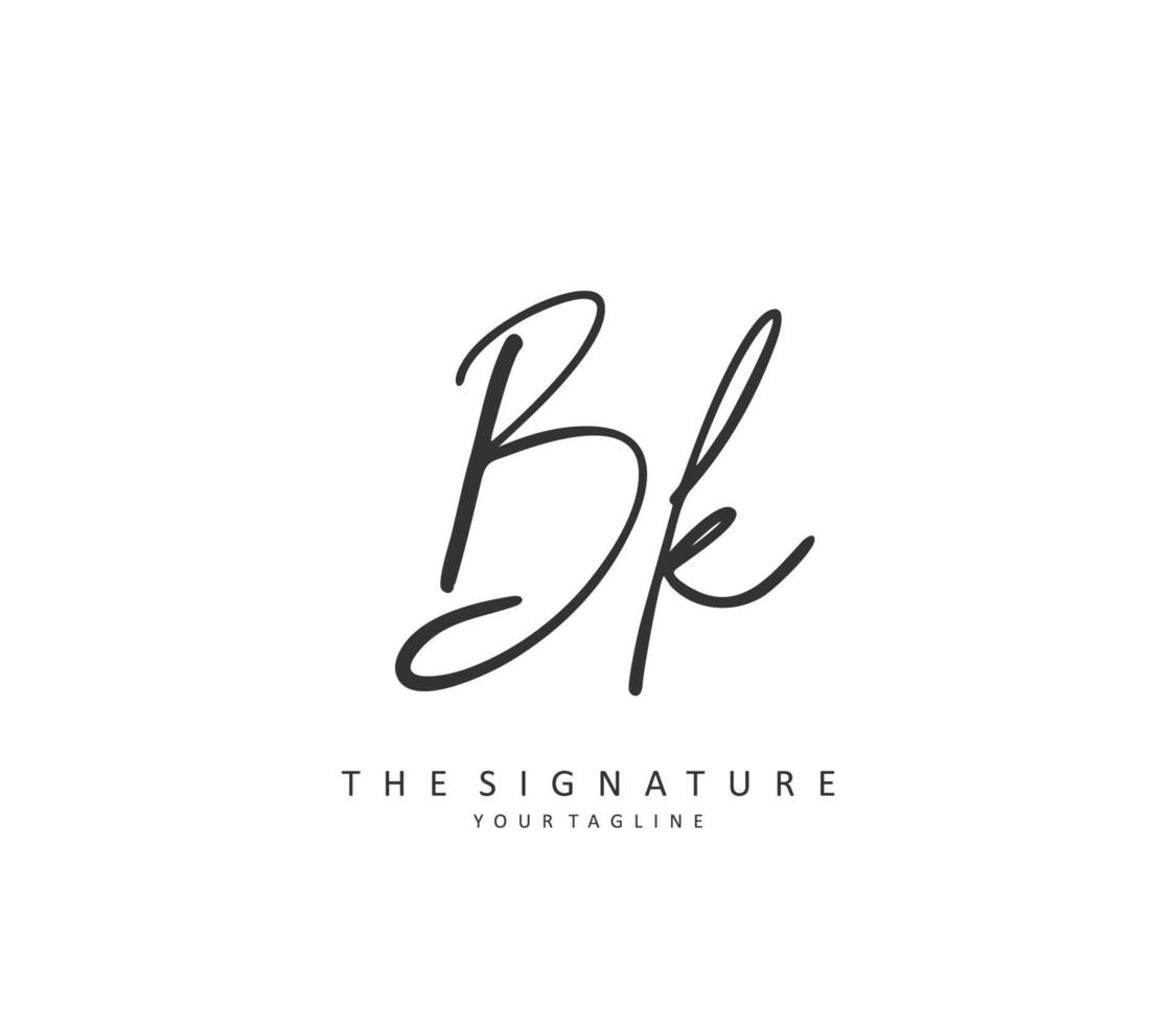 B K BK Initial letter handwriting and  signature logo. A concept handwriting initial logo with template element. vector