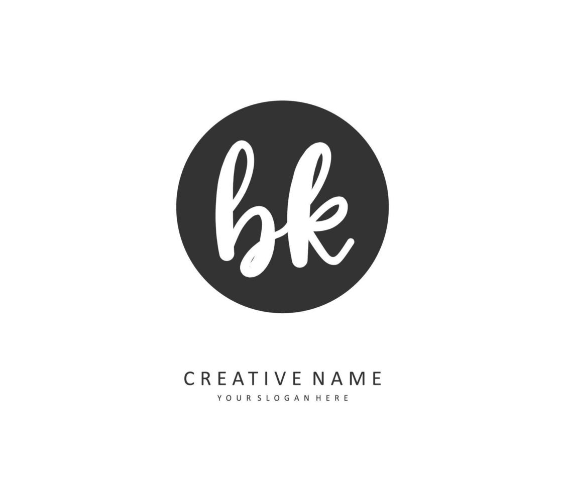 B K BK Initial letter handwriting and  signature logo. A concept handwriting initial logo with template element. vector