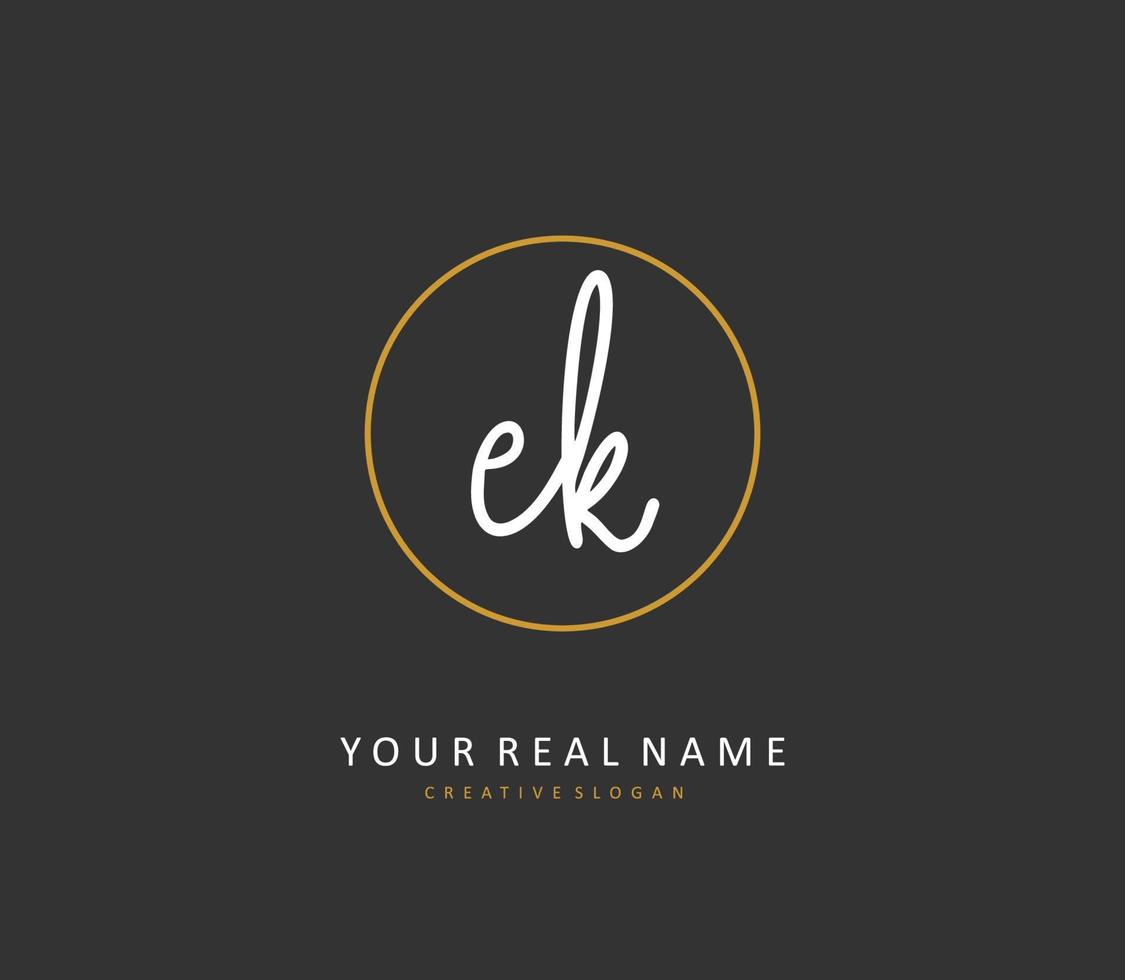 E K EK Initial letter handwriting and  signature logo. A concept handwriting initial logo with template element. vector