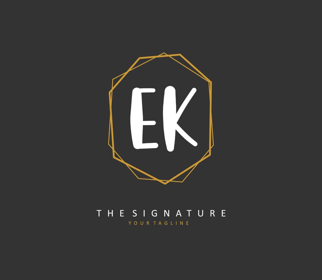 E K EK Initial letter handwriting and  signature logo. A concept handwriting initial logo with template element. vector