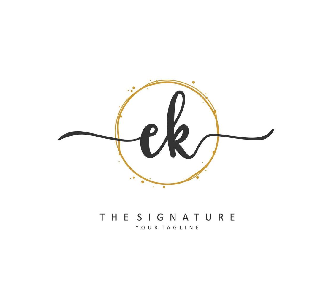 E K EK Initial letter handwriting and  signature logo. A concept handwriting initial logo with template element. vector