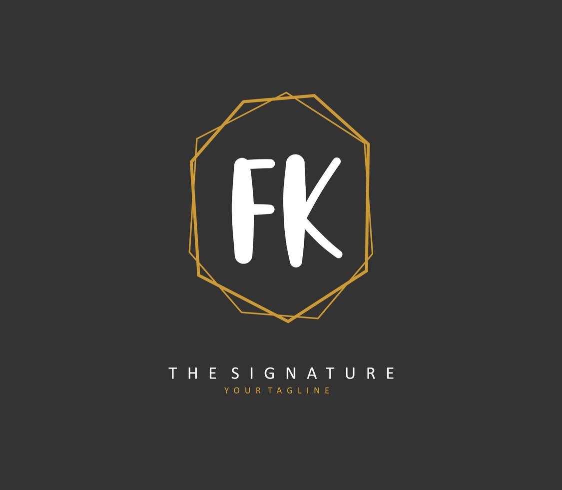 F K FK Initial letter handwriting and  signature logo. A concept handwriting initial logo with template element. vector