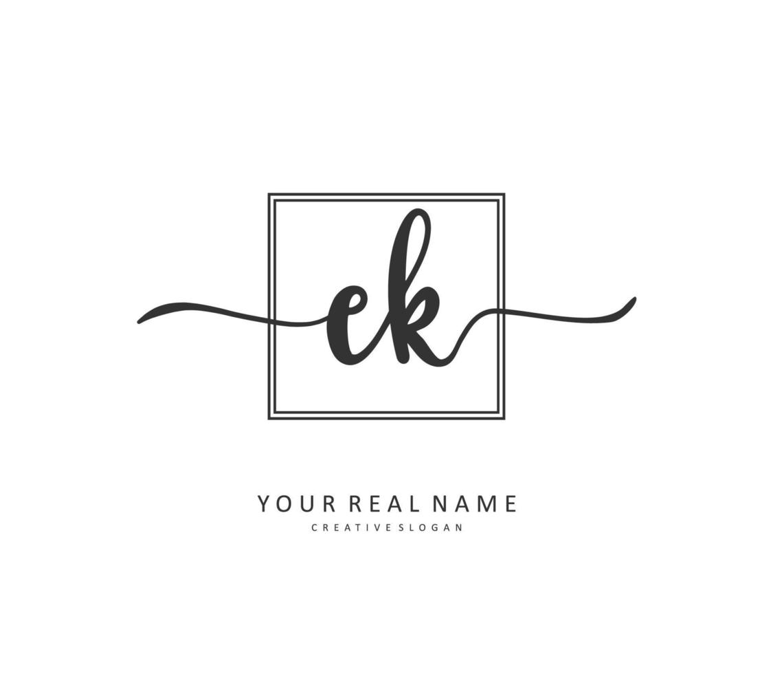 E K EK Initial letter handwriting and  signature logo. A concept handwriting initial logo with template element. vector