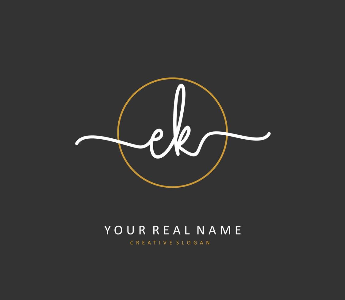 E K EK Initial letter handwriting and  signature logo. A concept handwriting initial logo with template element. vector