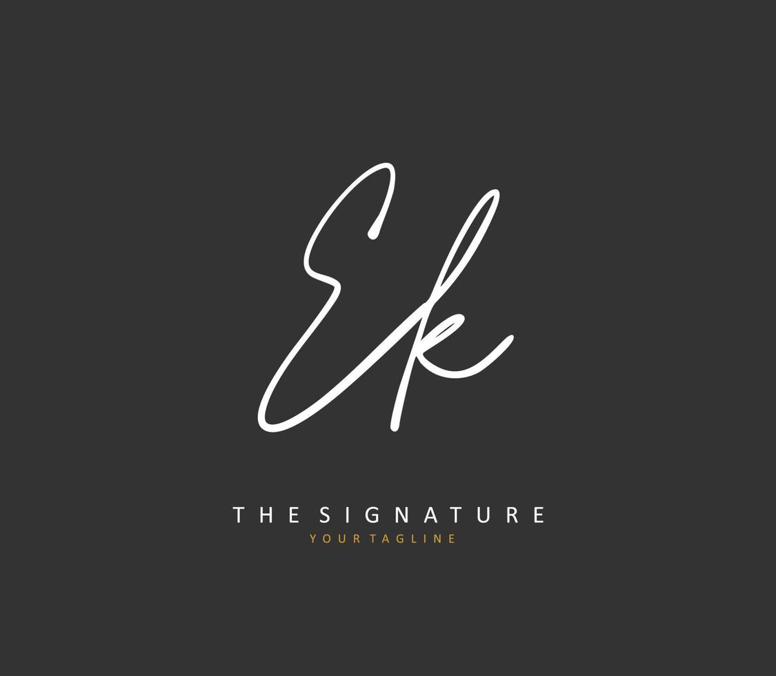 E K EK Initial letter handwriting and  signature logo. A concept handwriting initial logo with template element. vector