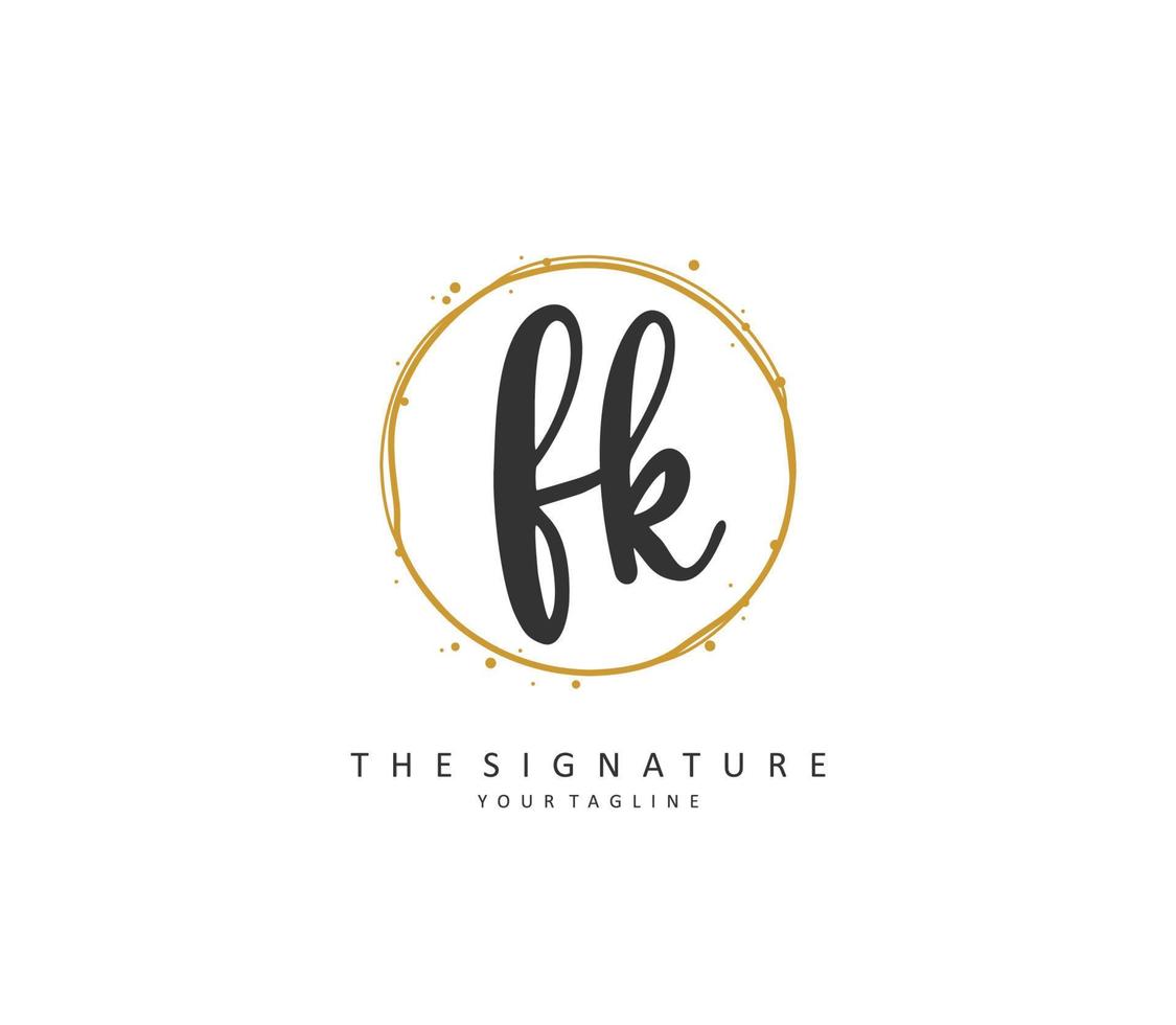 F K FK Initial letter handwriting and  signature logo. A concept handwriting initial logo with template element. vector