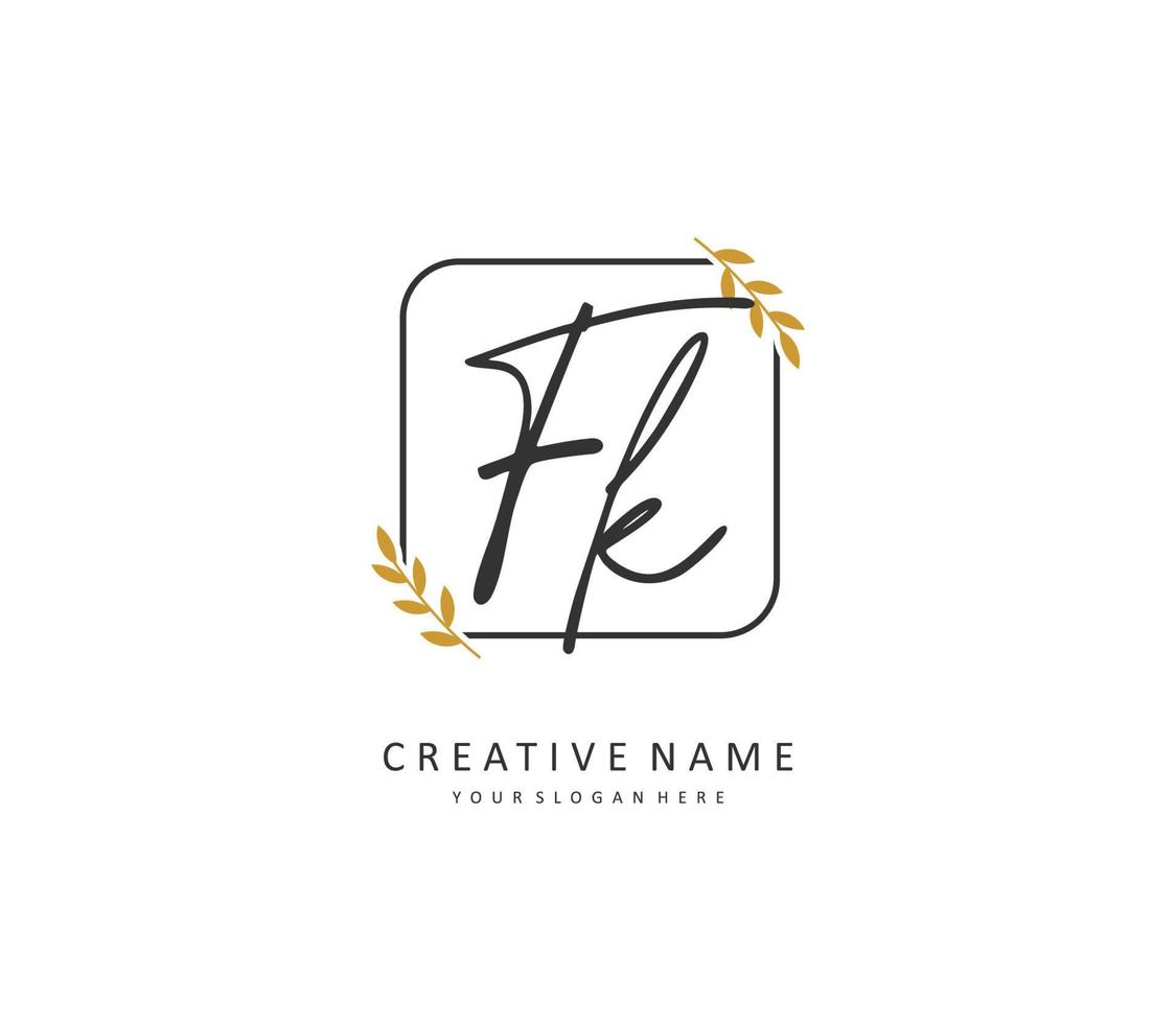 F K FK Initial letter handwriting and  signature logo. A concept handwriting initial logo with template element. vector
