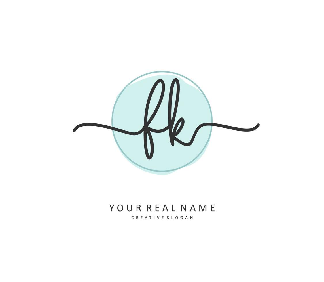 F K FK Initial letter handwriting and  signature logo. A concept handwriting initial logo with template element. vector