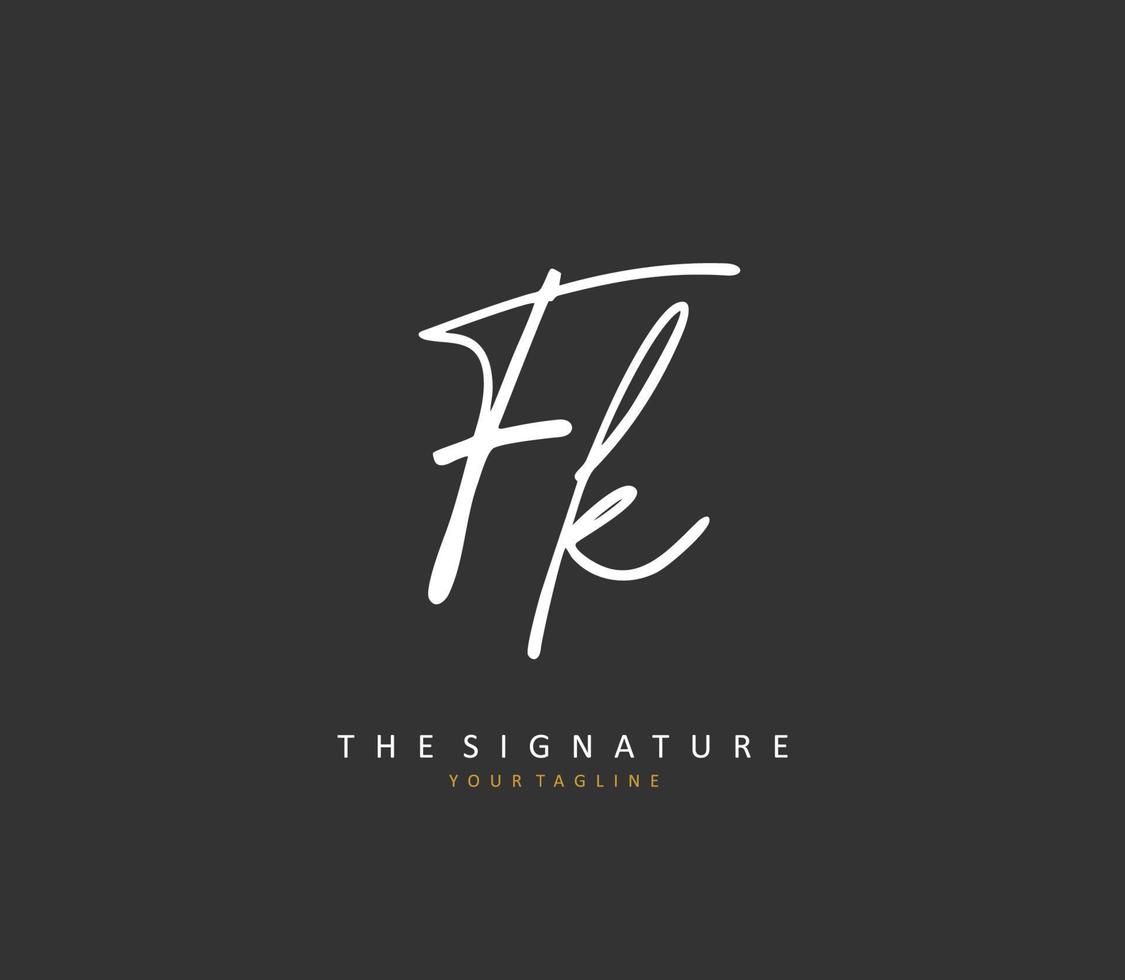 F K FK Initial letter handwriting and  signature logo. A concept handwriting initial logo with template element. vector