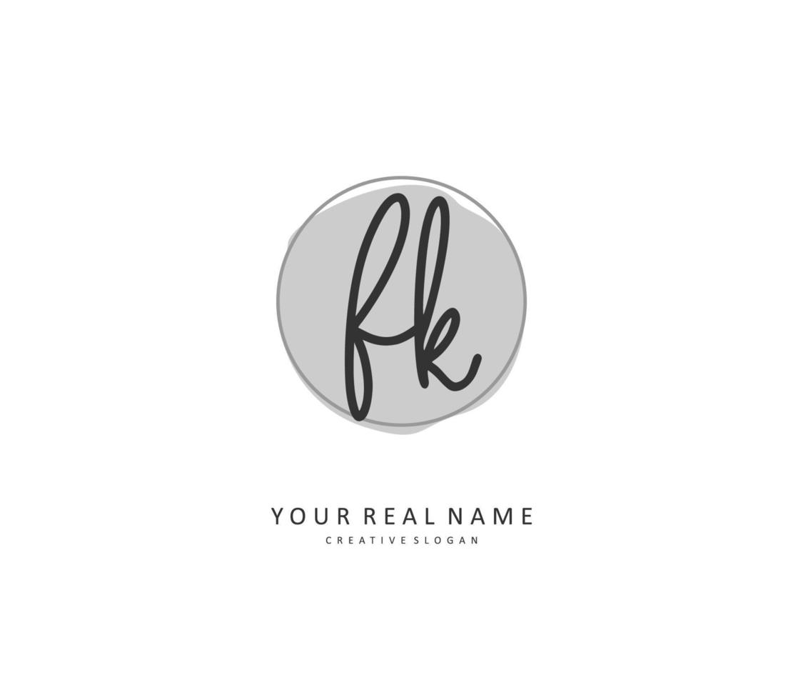 F K FK Initial letter handwriting and  signature logo. A concept handwriting initial logo with template element. vector