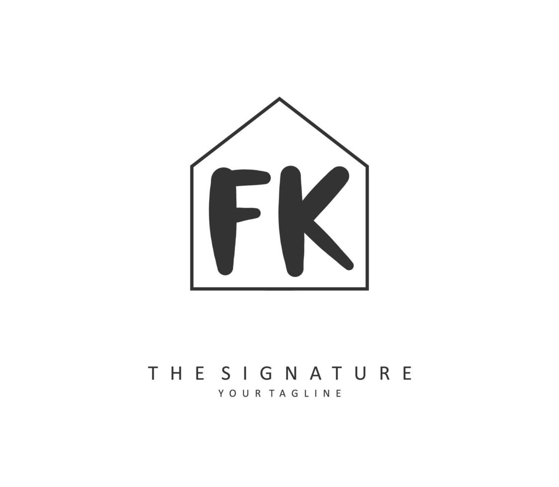 F K FK Initial letter handwriting and  signature logo. A concept handwriting initial logo with template element. vector