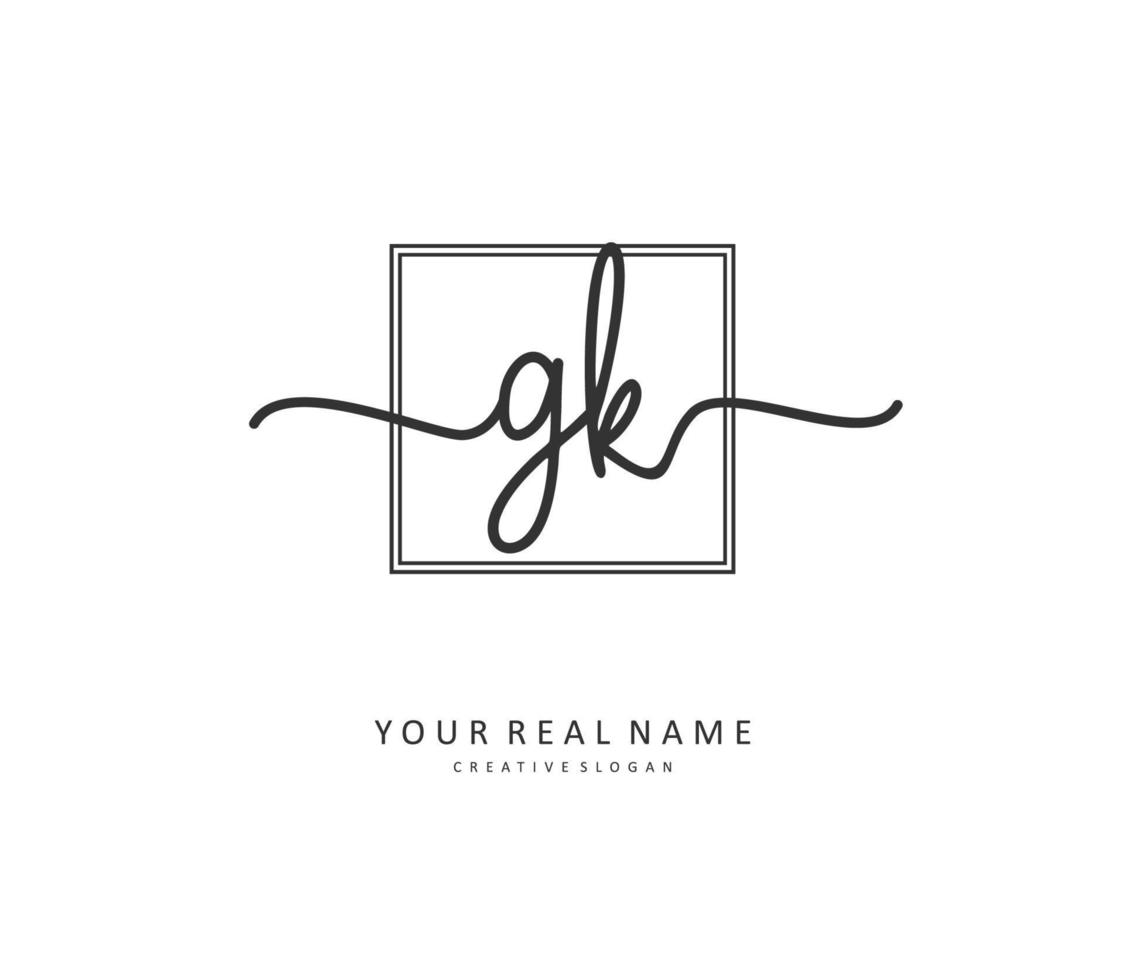G K GK Initial letter handwriting and  signature logo. A concept handwriting initial logo with template element. vector